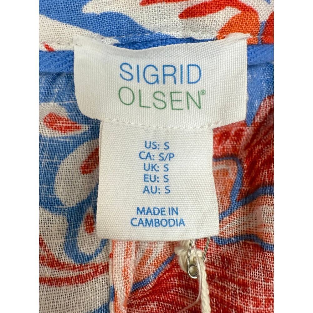 NWT Sigrid Olsen Linen Blend Floral Maxi Dress S Coastal Resort Vacation Style - Picture 5 of 5